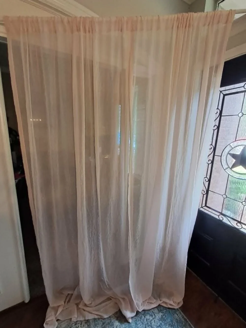 Light Pink Crinkle Curtains 2 Panels Rod Pocket 50x98